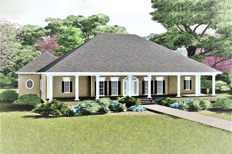 House Blueprint - Southern Exterior - Front Elevation Plan #44-127