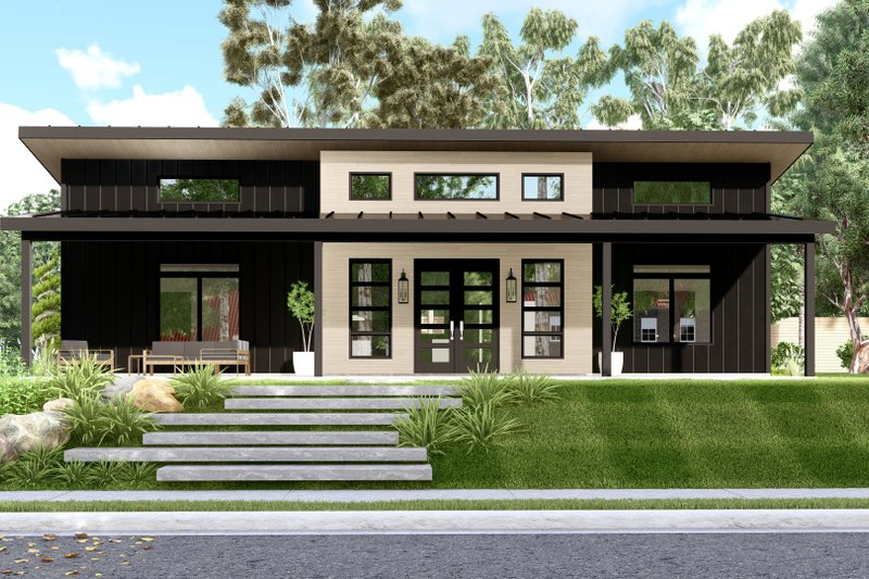Contemporary Style House Plan - 3 Beds 2 Baths 1800 Sq/Ft Plan #1064-290