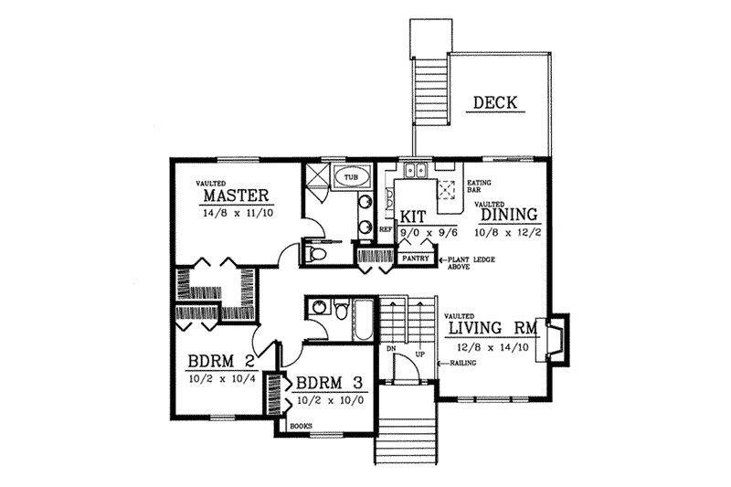 Home Plan - Floor Plan - Main Floor for Traditional House Plan #100-303 - 3 bed, 2 bath