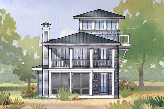 Exterior - Front Elevation for Beach House Plan #901-113 - 3 bed, 3 bath