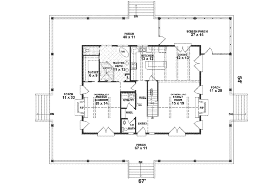 Floor Plan - Main Floor for Country House Plan #81-241 - 3 bed, 2.5 bath