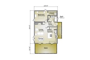 Floor Plan - Main Floor for Cabin House Plan #910-3 - 1 bed, 2 bath