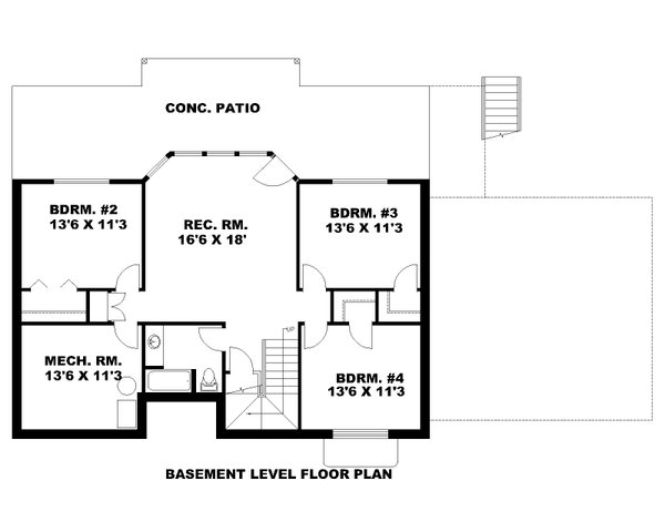 Architectural House Design - Traditional Floor Plan - Lower Floor Plan #117-234
