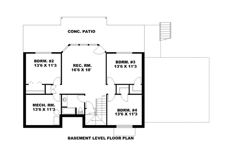 Dream House Plan - Floor Plan - Lower Floor for Traditional House Plan #117-234 - 4 bed, 3 bath