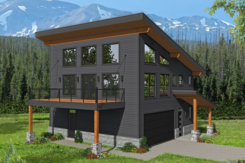 House Blueprint - Contemporary Exterior - Front Elevation Plan #932-1032