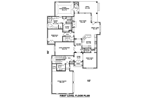 Floor Plan - Main Floor for European House Plan #81-1282 - 3 bed, 3 bath