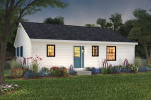 Exterior - Rear Elevation for Ranch House Plan #72-101 - 3 bed, 2 bath