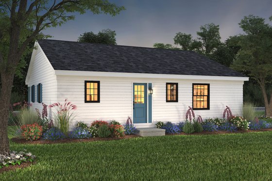 Exterior - Rear Elevation for Ranch House Plan #72-101 - 3 bed, 2 bath