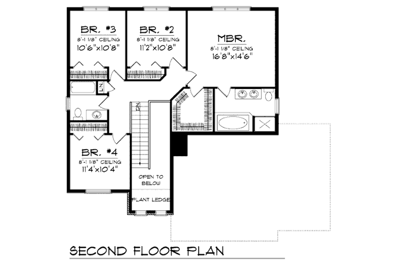 Home Plan - Floor Plan - Upper Floor for Mediterranean House Plan #70-934 - 4 bed, 2.5 bath
