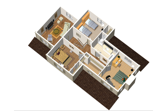 Floor Plan - Upper Floor 1 for Country House Plan #25-4682 - 3 bed, 1 bath
