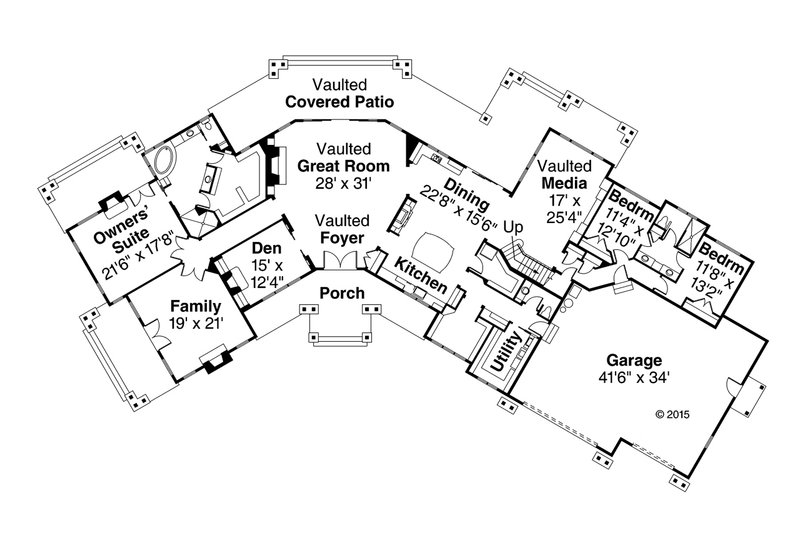 House Plan Design - Floor Plan - Main Floor for Craftsman House Plan #124-1014 - 3 bed, 2.5 bath