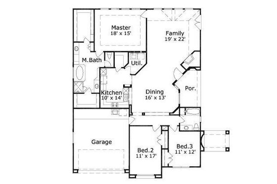 Floor Plan - Main Floor House Plan #411-328 - 3 bed, 2 bath