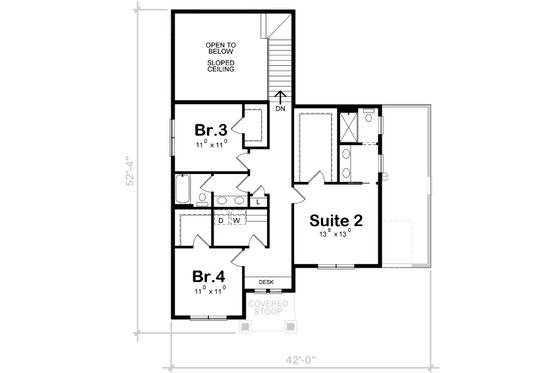 Floor Plan - Upper Floor for Craftsman House Plan #20-2485 - 4 bed, 3.5 bath
