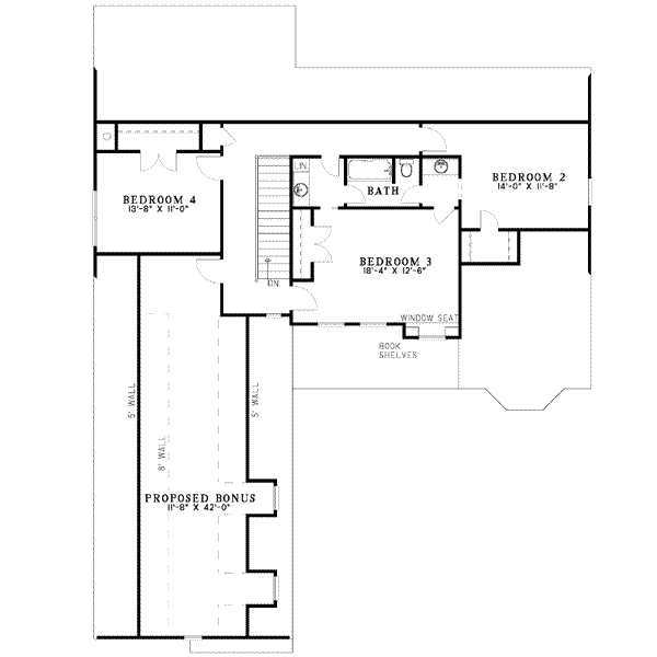 Architectural House Design - Southern Floor Plan - Upper Floor Plan #17-2071