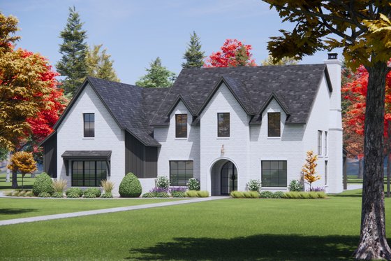Exterior - Front Elevation 3 for Tudor House Plan #1096-50 - 4 bed, 3.5 bath