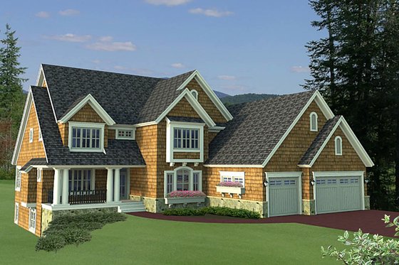 Exterior - Front Elevation for Country House Plan #51-561 - 4 bed, 3.5 bath