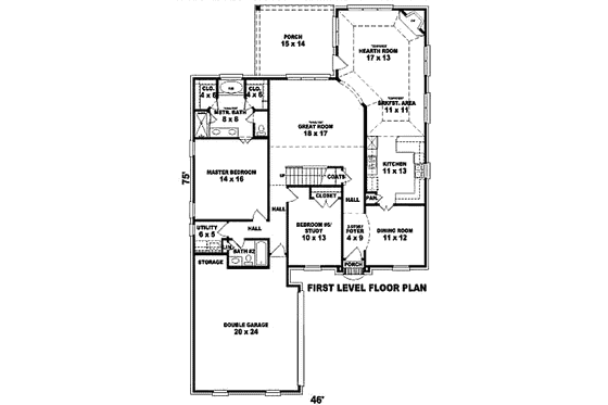 Floor Plan - Main Floor for European House Plan #81-13757 - 4 bed, 4 bath
