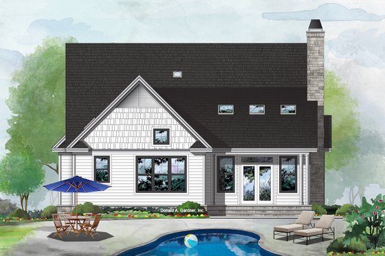 Exterior - Rear Elevation for Cottage House Plan #929-1093 - 3 bed, 2 bath