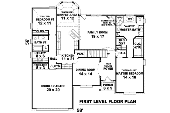 Floor Plan - Main Floor for European House Plan #81-1079 - 4 bed, 3 bath