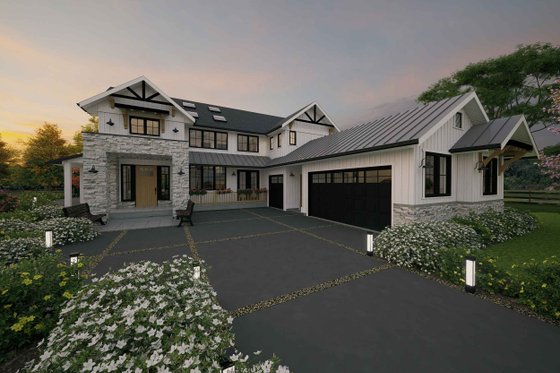 Exterior - Front Elevation 3 for Farmhouse House Plan #1101-2 - 5 bed, 5.5 bath