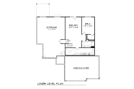 Floor Plan - Lower Floor for Traditional House Plan #70-232 - 3 bed, 2.5 bath