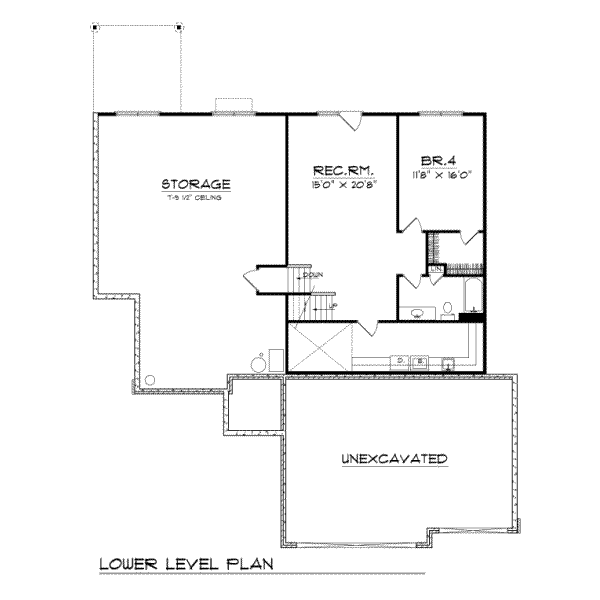 Traditional Floor Plan - Lower Floor Plan #70-232