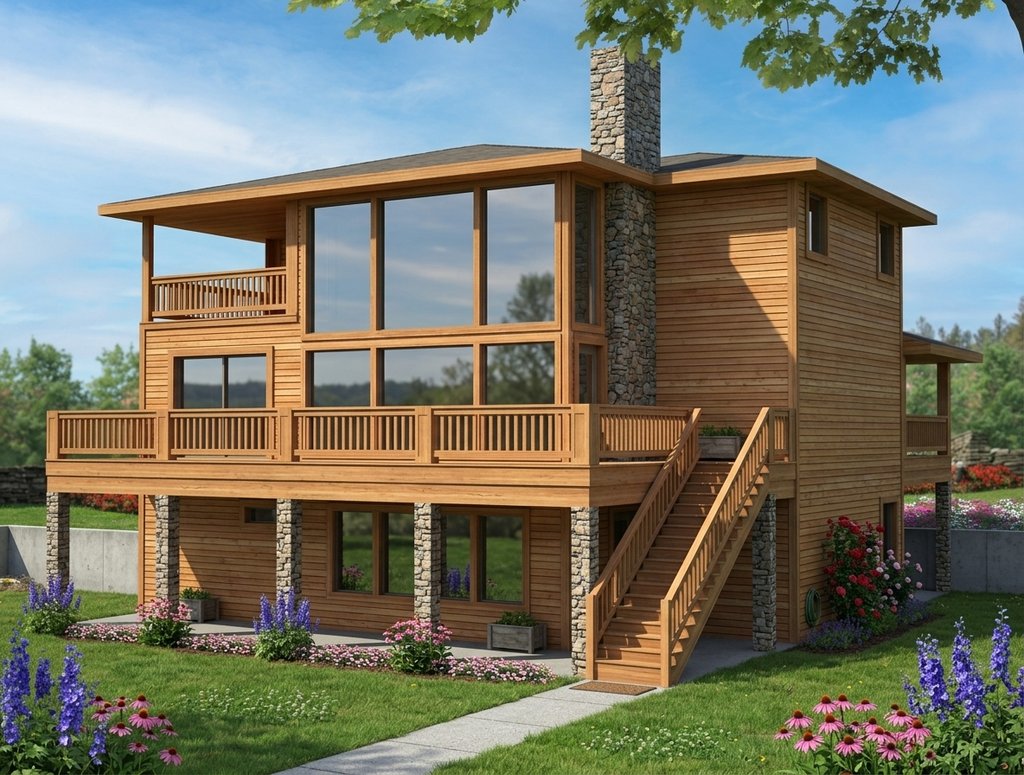 Exterior - Front Elevation 2 for Contemporary House Plan #117-1111 - 3 bed, 3 bath