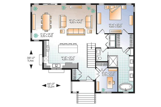 Floor Plan - Main Floor for Ranch House Plan #23-2614 - 4 bed, 2.5 bath