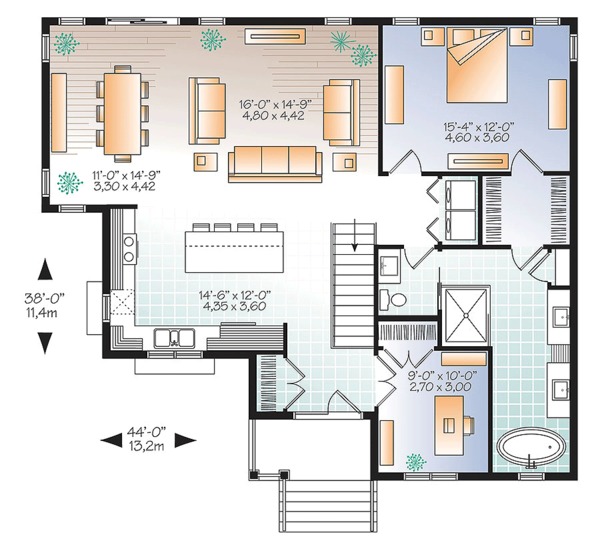 Architectural House Design - Ranch Floor Plan - Main Floor Plan #23-2614