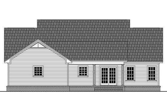 Country style home, farmhouse design, rear elevation