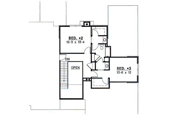 Floor Plan - Upper Floor for Traditional House Plan #67-723 - 3 bed, 2 bath