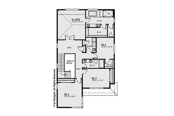 Floor Plan - Upper Floor for Contemporary House Plan #1066-7 - 4 bed, 2.5 bath