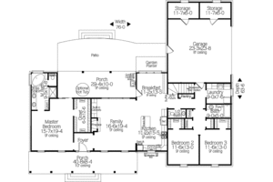 Floor Plan - Main Floor for Country House Plan #406-139 - 3 bed, 2.5 bath