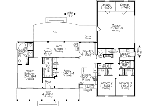 Floor Plan - Main Floor for Country House Plan #406-139 - 3 bed, 2.5 bath