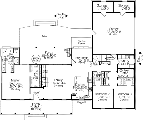 Architectural House Design - Country Floor Plan - Main Floor Plan #406-139