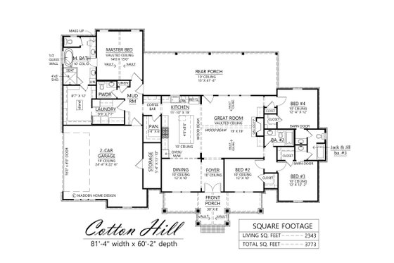 Floor Plan - Main Floor for Farmhouse House Plan #1074-110 - 4 bed, 3.5 bath