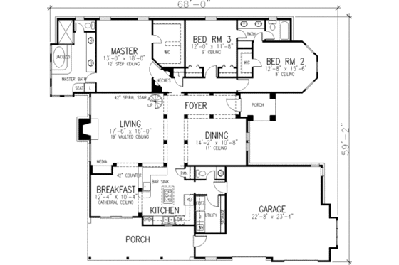 Floor Plan - Main Floor for European House Plan #410-355 - 3 bed, 2.5 bath