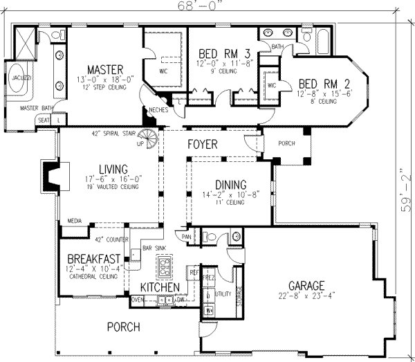 Architectural House Design - European Floor Plan - Main Floor Plan #410-355