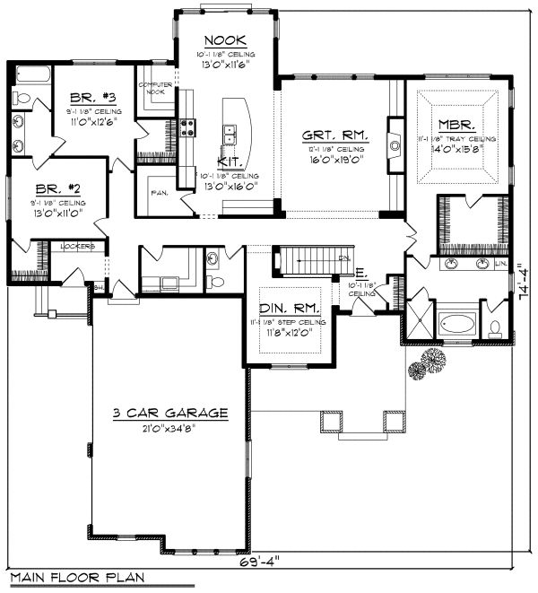 Farmhouse Floor Plan - Main Floor Plan #70-1172