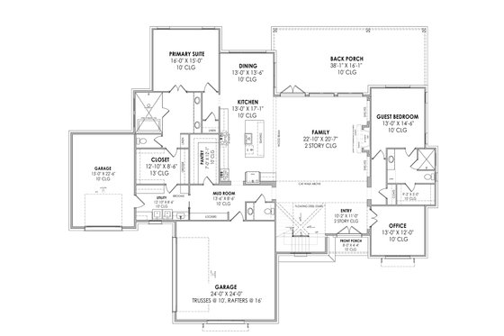 Floor Plan - Main Floor for Mediterranean House Plan #1096-29 - 4 bed, 3.5 bath