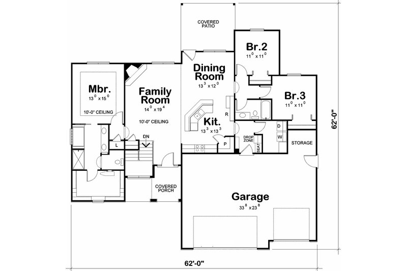 Home Plan - Floor Plan - Main Floor for Mediterranean House Plan #20-2174 - 3 bed, 2 bath