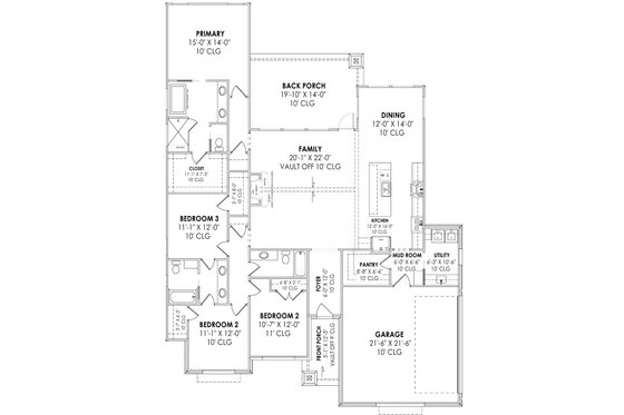 Floor Plan - Main Floor for Traditional House Plan #1096-87 - 4 bed, 3 bath