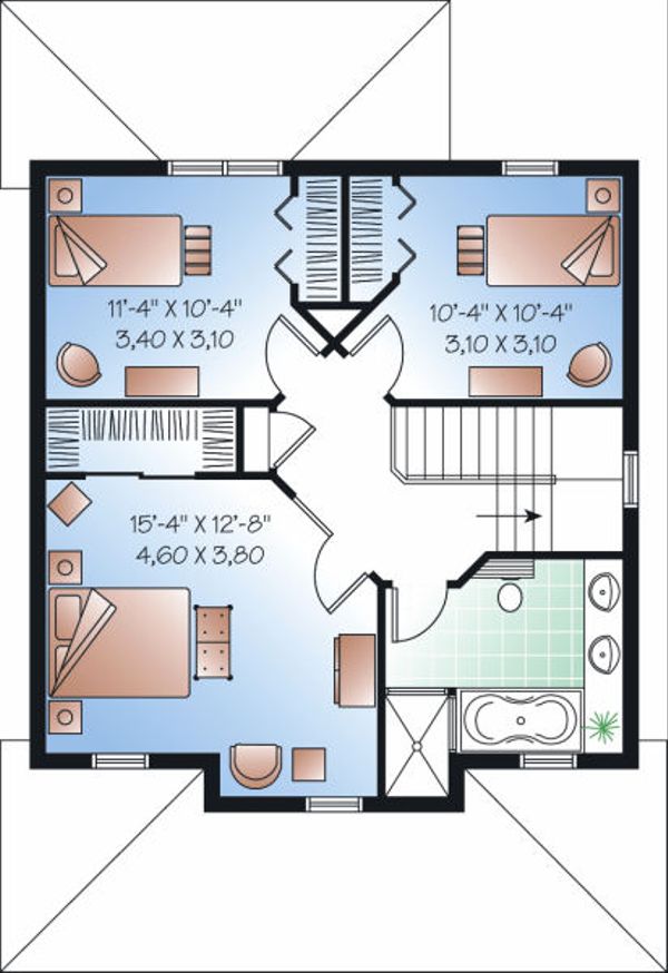 House Design - Country Floor Plan - Upper Floor Plan #23-743