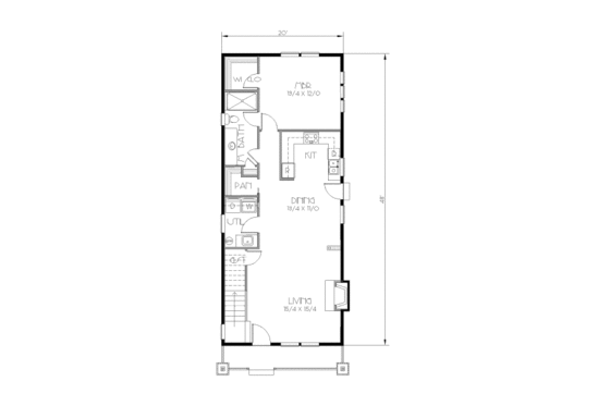 Floor Plan - Main Floor for Craftsman House Plan #423-3 - 3 bed, 2 bath