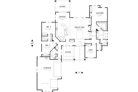 Floor Plan - Main Floor for Craftsman House Plan #48-602 - 4 bed, 2 bath