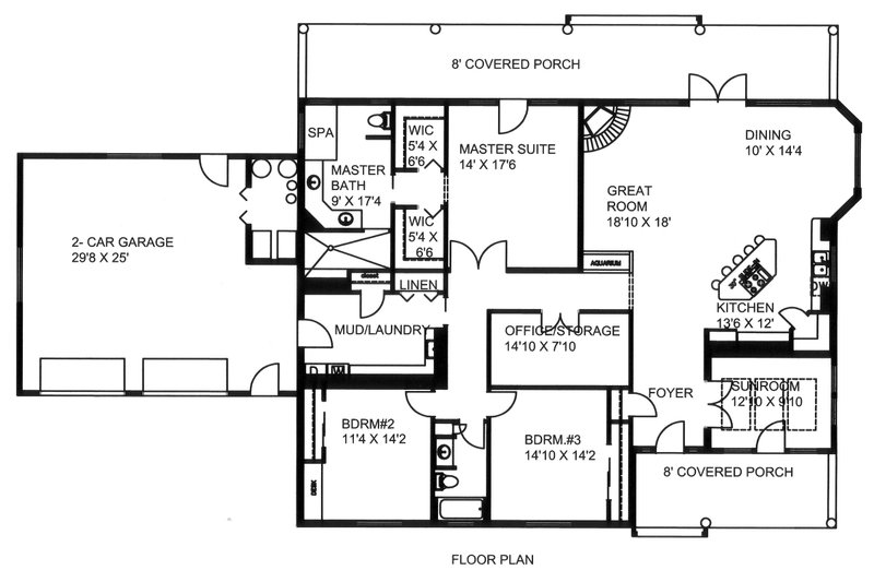 Home Plan - Floor Plan - Main Floor for Ranch House Plan #117-882 - 3 bed, 2 bath
