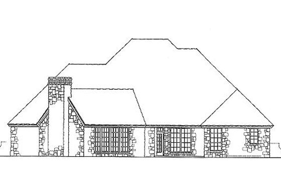 Exterior - Rear Elevation for European House Plan #310-877 - 4 bed, 3.5 bath