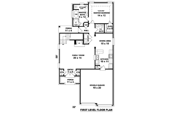 Floor Plan - Main Floor for Traditional House Plan #81-13617 - 3 bed, 2.5 bath
