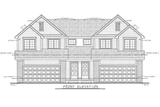 Exterior - Front Elevation 4 for Traditional House Plan #20-2093 - 3 bed, 2.5 bath