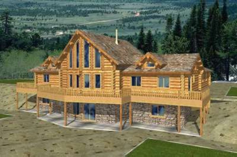 Home Plan - Log Exterior - Front Elevation Plan #117-404